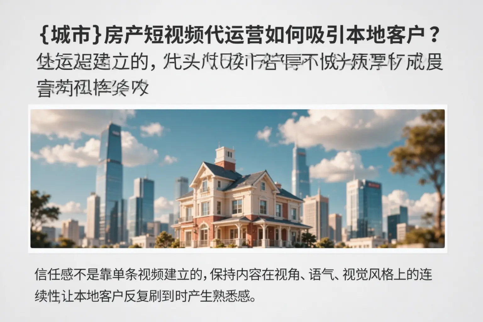 固安房产短视频代运营如何吸引本地客户？